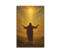 DHHMTPIYS Quadro decorativo su tela con Cristo dipinto a olio con Gesù che si è immerso nella luce sacra, decorazione moderna per la camera da letto, 50 x 75 cm