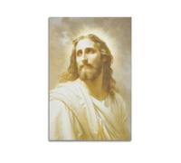 DHHMTPIYS Quadro decorativo su tela con Cristo dipinto a olio con Gesù circondato da luce sacra, decorazione moderna per la camera da letto, 30 x 45 cm