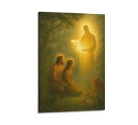 DHHMTPIYS Quadro decorativo su tela con immagine di Cristo con luce sacra che dà pergamena in Eden, decorazione moderna per camera da letto, 50 x 75 cm