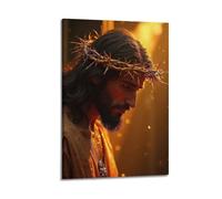DHHMTPIYS Stampa artistica digitale con Cristo Gesù con corona di spine alla luce calda, poster decorativo da parete su tela e decorazione moderna per la camera da letto, 40 x 60 cm