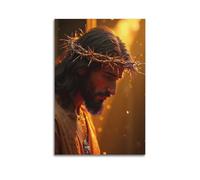 DHHMTPIYS Stampa artistica digitale con Cristo Gesù con corona di spine alla luce calda, poster decorativo da parete su tela e decorazione moderna per la camera da letto, 40 x 60 cm