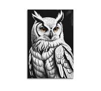 DHHMTPIYS Stampa su tela con animali in bianco e nero, motivo gufo saggio su tela, decorazione moderna per camera da letto, 40 x 60 cm