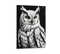 DHHMTPIYS Stampa su tela con animali in bianco e nero, motivo gufo saggio su tela, decorazione moderna per camera da letto, 50 x 75 cm