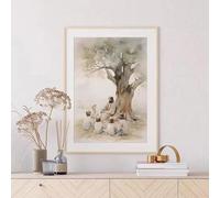 DHHXY Acquerello di Gesù con gregge di pecore, dipinto cristiano di Gesù che insegna al bambino, poster su tela, stampe boho, decorazione da parete (70x100 cm/senza cornice)