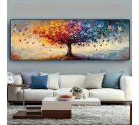 DHHXY Albero della vita di grandi dimensioni Quadro Su TelaStampa astratta multicolore farfalla stampe artistiche da parete per soggiorno camera da letto arredamento 50x150cm senza cornice