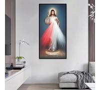 DHHXY Arte religiosa cristiana Pittura Su Tela Gesù, credo in te, preghiera della Divina Misericordia, dipinto su tela, poster decorativo da parete 60x85 cm, senza cornice