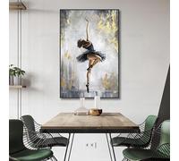 DHHXY Ballerina di danza classica astratta in oro nero Taglia larga Quadro Su Tela Stampe su tela Poster Immagini artistiche da parete per l'arredamento del soggiorno 50x75cm Nessuna cornice