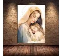 DHHXY Beata Vergine Maria con il Bambino Quadro Su Tela Vintage Christian Prayer Art Poster Dipinto Stampe da Parete Quadro su Tela 30x42cm Senza Cornice