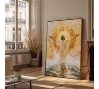 DHHXY Grande poster moderno cristiano di Gesù, stampe religiose, dipinto su tela, luce divina, arredamento cristiano per la casa e il soggiorno (80x120 cm/Gallery Wrap)