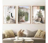 DHHXY Italia Architettura Antica Puglia Quadro Su Tela Poster e Stampe Viaggi Boho Neutro Quadri da Parete Tela Decorazione 50x75cmX3 Senza Cornice