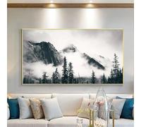 DHHXY Quadri Su Tela Grandi Dimensioni Stampa su tela con foto di montagna in bianco e nero, poster moderno, arte murale, paesaggio naturale, decorazione per la casa, 80x160 cm, senza cornice