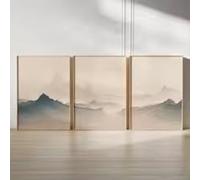 DHHXY Set di 3 poster minimalisti neutri con paesaggio giapponese zen e arte murale con montagna in stile giapponese (30x40cm x 3/tela stampata)