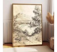 DHHXY Stampa artistica su tela con schizzo a carboncino, paesaggio vintage, opera d'arte per camera da letto, ufficio, bagno, casa, decorazione murale (80x120 cm/senza cornice)