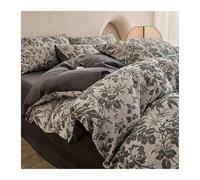DHJKFU Set Copripiumino 220x240 200X230 di Cotone 3 Strato Garza Jacquard Morbido Copripiumino Matrimoniale con Lenzuolo Piano e 2 Federe(Gray B,220x240-245x270cm)