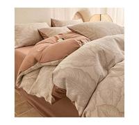 DHJKFU Set Copripiumino 220x240 200X230 di Cotone 3 Strato Garza Jacquard Morbido Copripiumino Matrimoniale con Lenzuolo Piano e 2 Federe(Coffee,220x240-245x270cm)