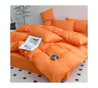 DHJKFU Set Copripiumino Matrimoniale 220x240cm 200x230cm con Lenzuolo Piano e Federe Set Copripiumino in Cotone a Fibra Lunga con Lenzuolo Piano e Federe(Orange,200x230-245x250cm)