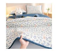 DHJKFU Trapunta 3 Pezzi A-Cotone/B-Velvet Copriletto Trapuntato Floreali Leggeri per tutte le stagioni Trapuntino Morbido con 2 Federe(Blue,200x220cm 1 Piece)