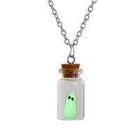 DHliIQQ Graziosa collana con fantasmi che si illumina al buio, Halloween The Adopt A Ghost in a Jar collana, collana luminosa fantasma, graziosa collana con ciondolo a forma di fantasma, regalo per