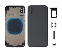 DHLK® Scocca Posteriore in Vetro, Telaio Back Frame Compatibile con iPhone X Senza Logo, Senza COMPONENTI PREINSTALLATI - Telaio, Tasti Laterali, Adesivo Batteria (Space Grey)
