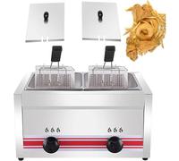 DHMYDPDZ Friggitrice a Gas da 10/20/30 Litri, Friggitrice Multifunzione a Gpl, Friggitrice a Gas Professionale,Potenza di Fuoco Regolabile,Cestello E Coperchio Staccabili in Acciaio Inossidabile,20L