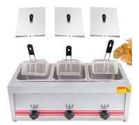 DHMYDPDZ Friggitrice a Gas da 10/20/30 Litri, Friggitrice Multifunzione a Gpl, Friggitrice a Gas Professionale,Potenza di Fuoco Regolabile,Cestello E Coperchio Staccabili in Acciaio Inossidabile,30L