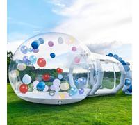 DHMYYXGS Tende Bolle Esterni con Tunnel,Casa delle Bolle Gonfiabile per Bambini,Tenda Gonfiabile Campeggio,Cupola Igloo 360,con Ventilatore E Pompa per Cortile Partito Nozze Compleanno,White-2.5m