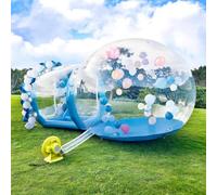 DHMYYXGS Tende Bolle Esterni con Tunnel,Casa delle Bolle Gonfiabile per Bambini,Tenda Gonfiabile Campeggio,Cupola Igloo 360,con Ventilatore E Pompa per Cortile Partito Nozze Compleanno,Blue-3m