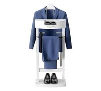 DHNCBGFZ Servo Muto Da Camera Con Portapantaloni Servomuto Da Terra Multifunzionale Servomuto Indossatore Appendiabiti Con Vassoio E Portapantaloni 43 X 33,5 X 107 Cm(White)