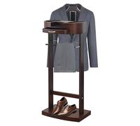 DHNCBGFZ Servo Muto Da Camera Con Portapantaloni Servomuto Da Terra Multifunzionale Servomuto Indossatore Appendiabiti Con Vassoio E Portapantaloni 43 X 33,5 X 107 Cm(Brown)