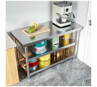 DHNDSDP Banco Lavoro Acciaio Inossidabile Spesso Ripiano Aperto Tavolo Preparazione Tre Livelli Tavolo Metallo Cucina Commerciale Tavolo Forno(23.6 * 15.7 * 31.5in)