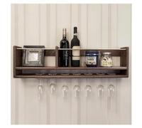 DHNDSDP Portabottiglie Montato a Parete con Parapetto e Portabicchieri Rovesciato Porta Bottiglie in Legno da 1 Pezzo Modellato L60/90cm (23,6/35,4") Facile da Installare(Black walnut,35.4x5.5x9.8)