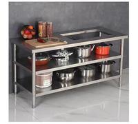 DHNDSDP Tavolo da Lavoro a Tre Livelli Acciaio Inox Perforato Adatto per Il Posizionamento di Piani Cottura Cucina Finitura Spazzolata Rinforzo Triangolare Trasversale