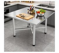 DHNDSDP Tavolo da Lavoro Pieghevole per Cucina Tavolos Acciaio Inox Piano Quadrato Design a Incastro Saldatura di Precisione Piedini in Gomma Superficie Rinforzata Rinforzo a Trave Trasversale