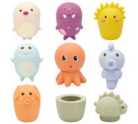 Dhnvcud 8 pezzi giocattolo per vasca da bagno a partire da 1 2 3 4 anni, giocattolo da bagno in silicone per bambini, giocattolo acquatico per bambini dai 6 mesi, giocattolo per vasca da bagno,