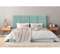DHOME Testiera Imbottita in Tessuto Aqualine Premium Antimacchia Design Modulare Verticale Autoadesiva Testata Letto Camera da Letto Imbottita (Verde Acqua, 95cm, Altezza 80 cm, x2)