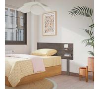 DHOME Testiera in Legno Riciclato DM con Ripiani e Gambe Stile Pallet Comodini Mensole Orizzontale Letto Nordico con Ferramenta Inclusa (Roble Amazonas, Cama 90cm)