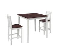 DHP Shiloh - Set da pranzo da 3 pezzi, altezza bancone, stile rustico, mogano/bianco