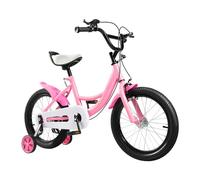 DHQCQL Bicicletta da bambino da 16 pollici regolabile con ruote stabilizzatrici bicicletta con altezza regolabile, campanello, bicicletta urbana ragazza 3 ruote, rosa