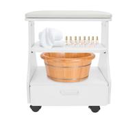 DHQCQL Trolley con cuscino, carrello portaoggetti a 3 livelli, per manicure e pedicure, carrello per pedicure, accessori da salone, fino a 50 kg, 52 x 41 x 55 cm (bianco)