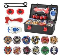 Dhqkqg 12in1 Burst Trottole, Trottole da Combattimento con Scatola in Metallo e Trasmettitore, Top Burst Gyros Set, Gyro Trottola Burst Turbo Set, Trottole e Burst Lanciatore per Bambini