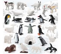 Dhqkqg Animali Polari Miniatura, 26 Pezzi Modelli di Animali Polari, Statuine Di AnimaLi PolaRi con Igloo, AnimaLi Giocattolo Pinguino, Foche, Conigli, Balene, Apprendimento Giocattoli Educativi