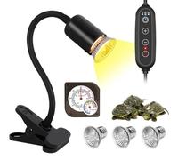 Dhqkqg Lampada Riscaldante per Tartarughe, con 3 Lampadine 25W, 2x50W, Turtle Heat Lamp con Timer e Termoigrometro, per Rettile, Anfibi, Tartaruga, Lucertola, Serpente