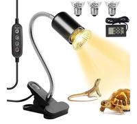 Dhqkqg Lampada Riscaldante per Tartarughe, Lampada Tartaruga Kit, Turtle Heat Lamp con Timer, 3 Lampadine(25W+2x50W) e 1 Termometro per Serbatoio Dell'acqua, per Rettile, Anfibi, Tartaruga