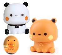 Dhqkqg Luce Notturna per Bambini, 2 Pezzi Bubu Dudu Luce Notturna Bambini, Panda Lampada, 3 Modalità di Luci, Controllo Touch e Ricarica USB, per Bambino e Neonati Deco Cameretta