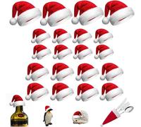DHRUTI 30 Pezzi Mini Cappellini Babbo Natale Portaposate Natale Mini Cappellini Natale Lollipop Cappello,per Fai Da Te, Decorazioni Natalizie per la Tavola (30pcs)