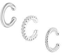 DHRUTI 3PCS Orecchio Clip Acciaio Inossidabile Non Piercing Gioielli Polsino Orecchio Cartilagine Helix Foglie Donne per ragazze adolescenti Regali alla moda per adolescenti (Argento)