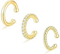 DHRUTI 3PCS Orecchio Clip Acciaio Inossidabile Non Piercing Gioielli Polsino Orecchio Cartilagine Helix Foglie Donne per ragazze adolescenti Regali alla moda per adolescenti Regali di Natale (Oro)