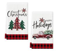 DHRUTI Set di 2 Asciugamani da Cucina con Motivo Natalizio,18 x 26 Inch Strofinacci da Cucina per Decorazioni Natalizie, Super Morbidi e Assorbenti,Riutilizzabili (A)