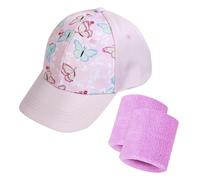 DHSBGWSX 1 Berretto da Baseball per Bambini, 2 Braccialetti, Cappello A Coda di Cavallo per Ragazze, Cappello da Sole A Tesa Larga, Accessori per Parasole per Sport all'Aria Aperta