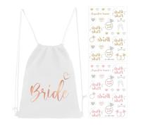 DHSBGWSX 1 borsa da sposa, 2 adesivi, da donna, accessori con coulisse, accessori da sposa, accessori per addio al celibato, borsa da sposa, bianco, Taglia unica